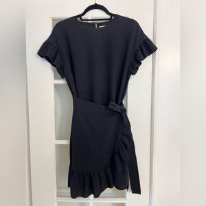Wilfred Aritzia Ninette Black Ruffle Wrap Dress